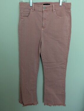 Ann Taylor The Kick Crop Jeans Size 10 Dusty Rose Pink Raw Hem